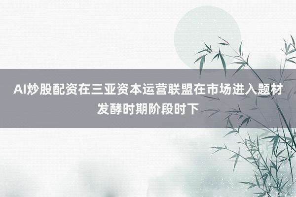 AI炒股配资在三亚资本运营联盟在市场进入题材发酵时期阶段时下