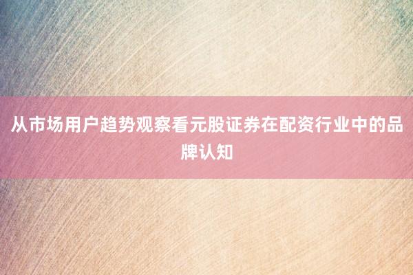 从市场用户趋势观察看元股证券在配资行业中的品牌认知