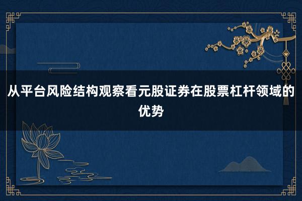 从平台风险结构观察看元股证券在股票杠杆领域的优势