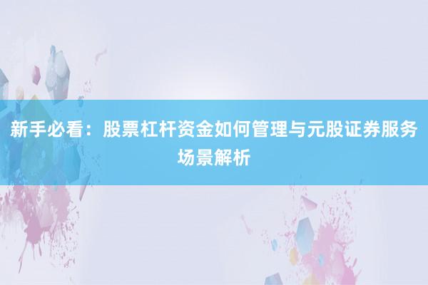 新手必看：股票杠杆资金如何管理与元股证券服务场景解析