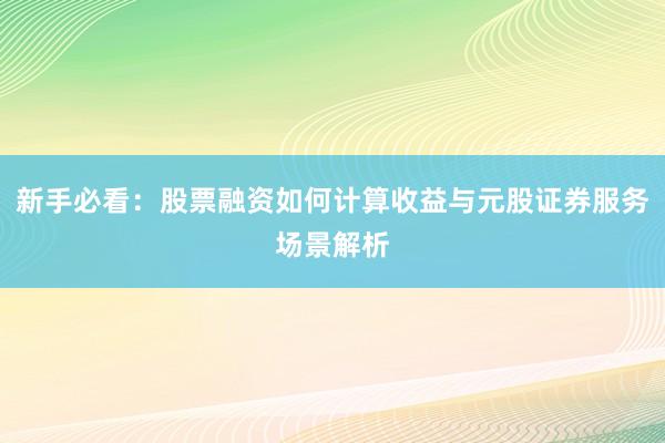 新手必看:股票融资如何计算收益与元股证券服务场景解析