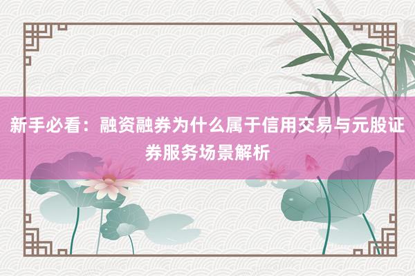 新手必看：融资融券为什么属于信用交易与元股证券服务场景解析