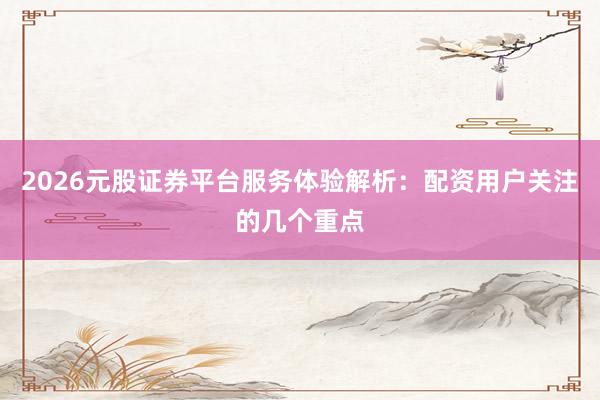 2026元股证券平台服务体验解析：配资用户关注的几个重点