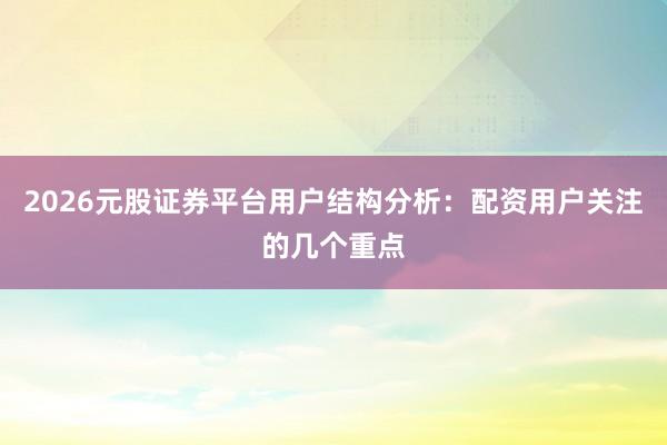 2026元股证券平台用户结构分析：配资用户关注的几个重点