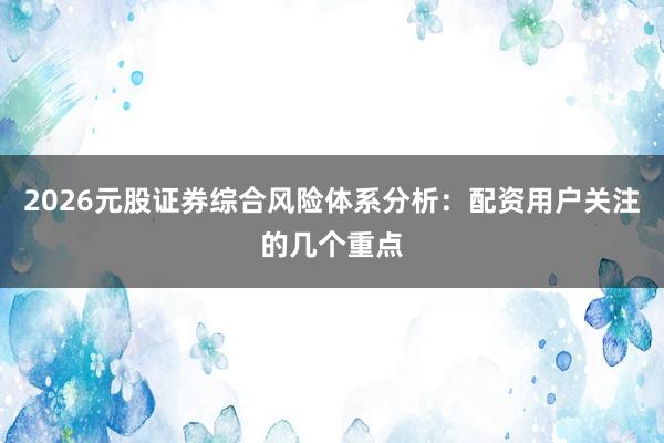 2026元股证券综合风险体系分析：配资用户关注的几个重点