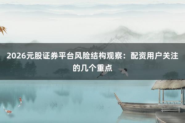2026元股证券平台风险结构观察：配资用户关注的几个重点