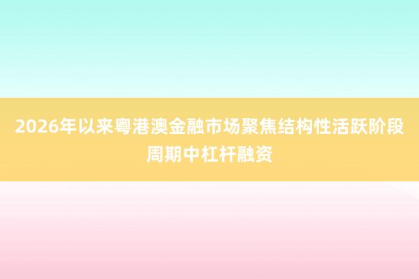 2026年以来粤港澳金融市场聚焦结构性活跃阶段周期中杠杆融资
