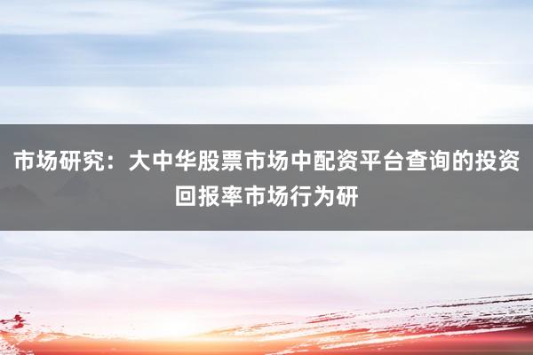市场研究:大中华股票市场中配资平台查询的投资回报率市场行为研