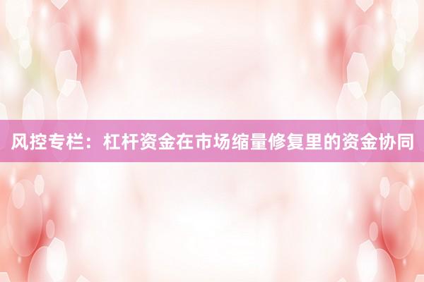 风控专栏：杠杆资金在市场缩量修复里的资金协同