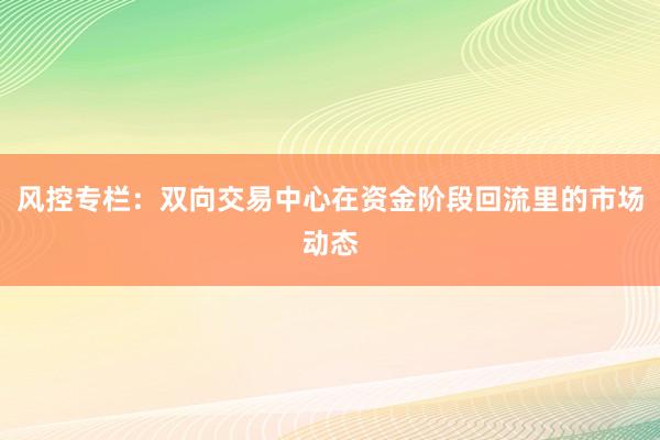 风控专栏：双向交易中心在资金阶段回流里的市场动态