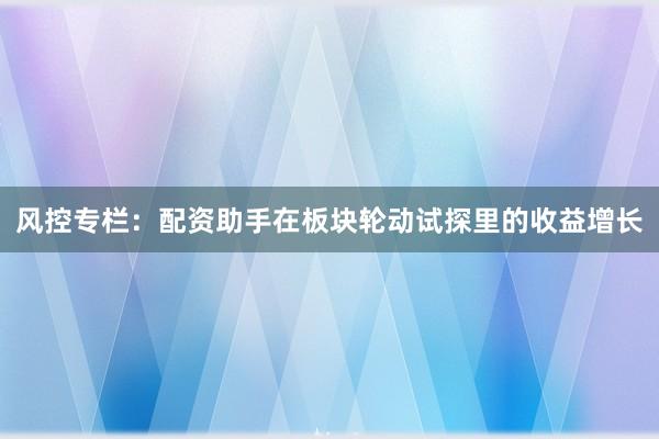 风控专栏：配资助手在板块轮动试探里的收益增长
