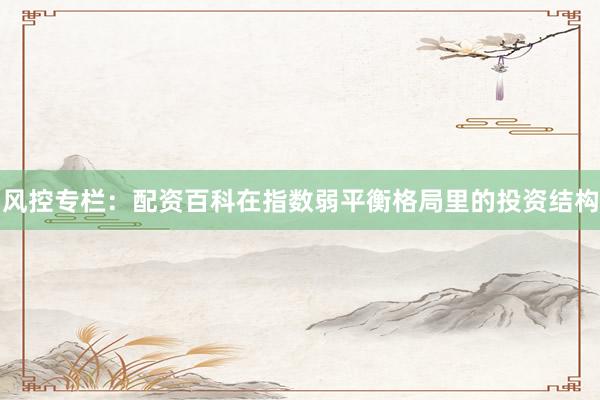 风控专栏：配资百科在指数弱平衡格局里的投资结构