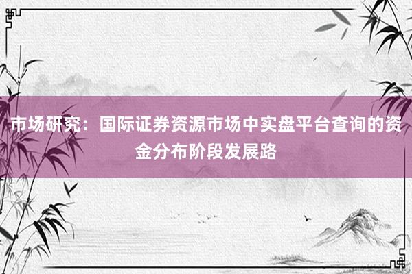 市场研究：国际证券资源市场中实盘平台查询的资金分布阶段发展路