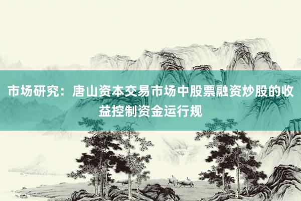 市场研究：唐山资本交易市场中股票融资炒股的收益控制资金运行规