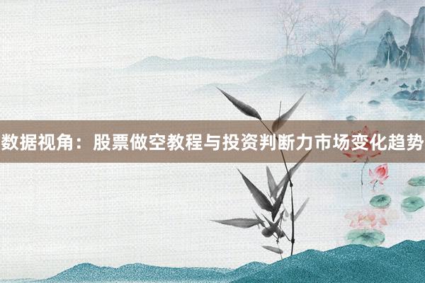 数据视角：股票做空教程与投资判断力市场变化趋势