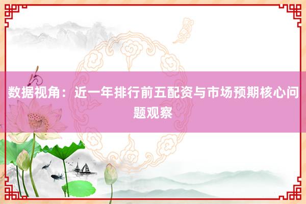 数据视角：近一年排行前五配资与市场预期核心问题观察