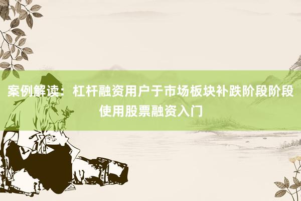案例解读：杠杆融资用户于市场板块补跌阶段阶段使用股票融资入门