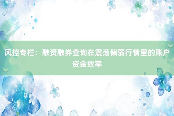 风控专栏：融资融券查询在震荡偏弱行情里的账户资金效率