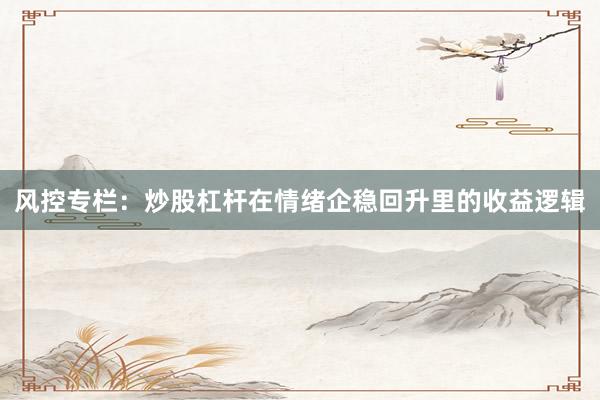风控专栏：炒股杠杆在情绪企稳回升里的收益逻辑