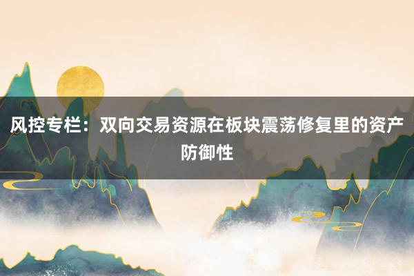 风控专栏：双向交易资源在板块震荡修复里的资产防御性