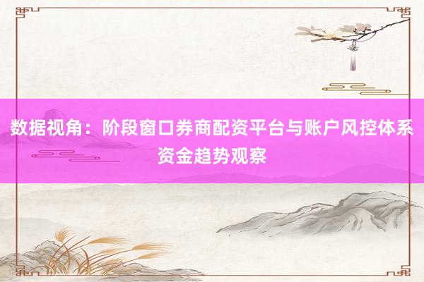 数据视角：阶段窗口券商配资平台与账户风控体系资金趋势观察