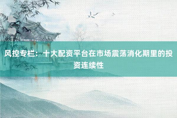 风控专栏：十大配资平台在市场震荡消化期里的投资连续性