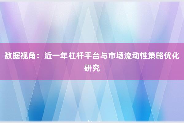 数据视角：近一年杠杆平台与市场流动性策略优化研究