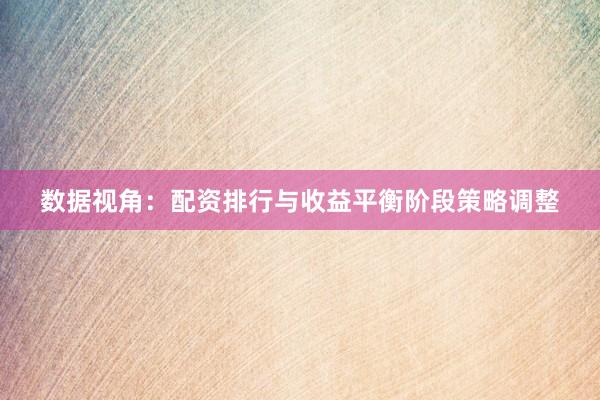 数据视角：配资排行与收益平衡阶段策略调整