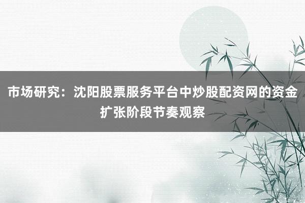 市场研究:沈阳股票服务平台中炒股配资网的资金扩张阶段节奏观察