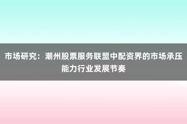 市场研究：潮州股票服务联盟中配资界的市场承压能力行业发展节奏