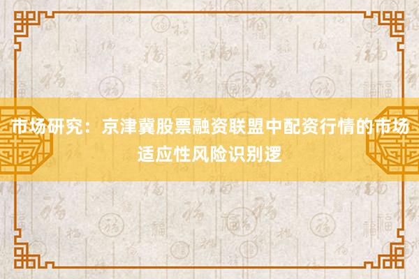市场研究：京津冀股票融资联盟中配资行情的市场适应性风险识别逻
