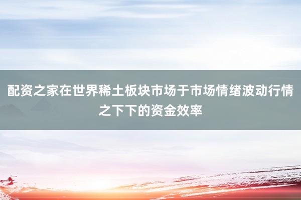 配资之家在世界稀土板块市场于市场情绪波动行情之下下的资金效率