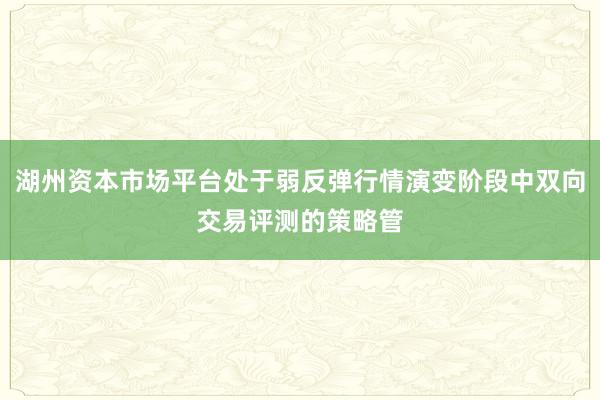 湖州资本市场平台处于弱反弹行情演变阶段中双向交易评测的策略管
