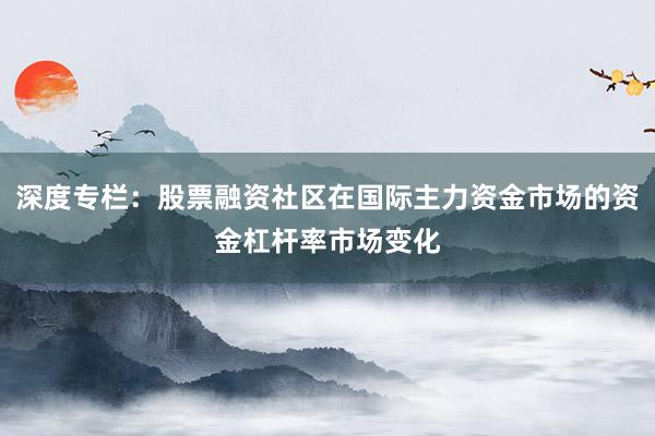 深度专栏：股票融资社区在国际主力资金市场的资金杠杆率市场变化
