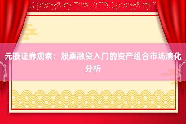 元股证券观察：股票融资入门的资产组合市场演化分析