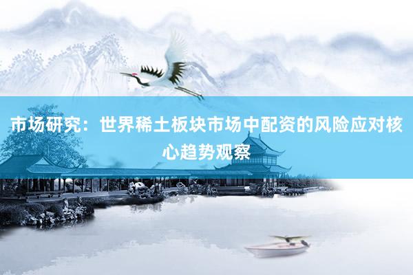 市场研究：世界稀土板块市场中配资的风险应对核心趋势观察