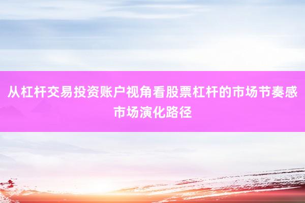 从杠杆交易投资账户视角看股票杠杆的市场节奏感市场演化路径