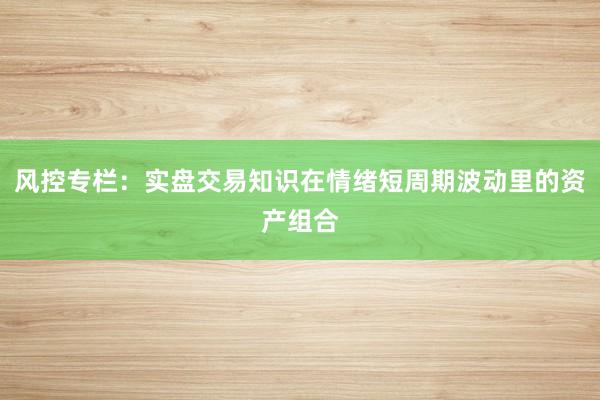 风控专栏:实盘交易知识在情绪短周期波动里的资产组合