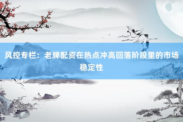 风控专栏：老牌配资在热点冲高回落阶段里的市场稳定性