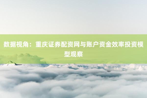 数据视角：重庆证券配资网与账户资金效率投资模型观察
