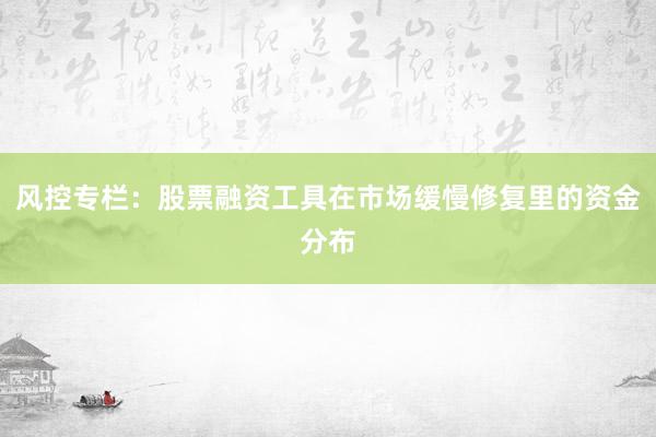 风控专栏：股票融资工具在市场缓慢修复里的资金分布