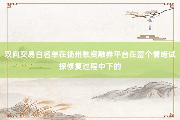 双向交易白名单在扬州融资融券平台在整个情绪试探修复过程中下的