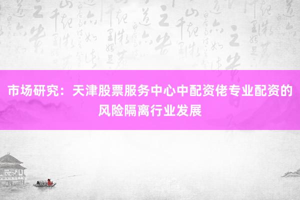 市场研究：天津股票服务中心中配资佬专业配资的风险隔离行业发展