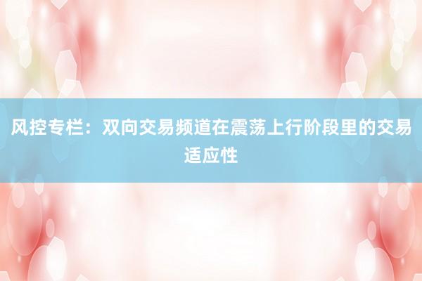 风控专栏：双向交易频道在震荡上行阶段里的交易适应性