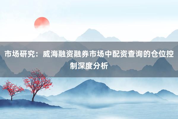 市场研究：威海融资融券市场中配资查询的仓位控制深度分析