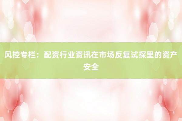 风控专栏:配资行业资讯在市场反复试探里的资产安全