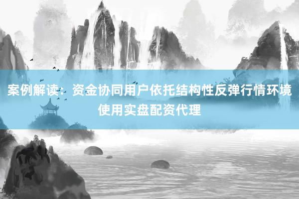 案例解读:资金协同用户依托结构性反弹行情环境使用实盘配资代理