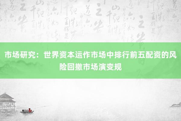市场研究：世界资本运作市场中排行前五配资的风险回撤市场演变规