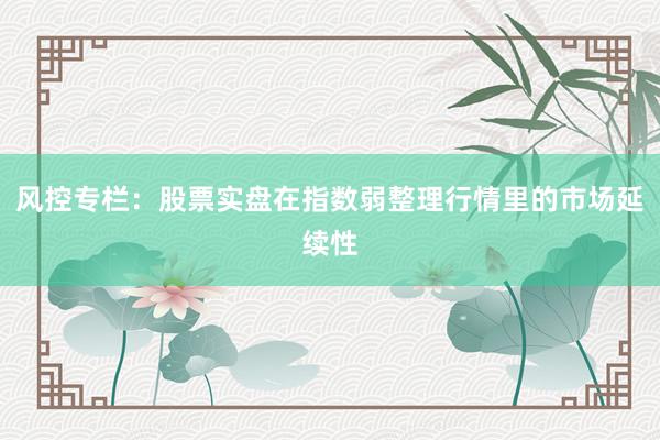 风控专栏：股票实盘在指数弱整理行情里的市场延续性