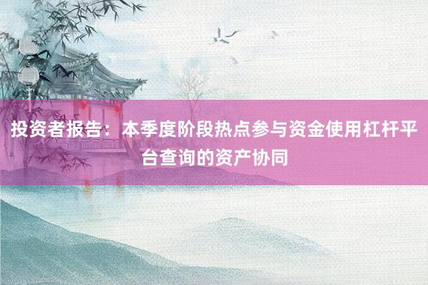 投资者报告：本季度阶段热点参与资金使用杠杆平台查询的资产协同